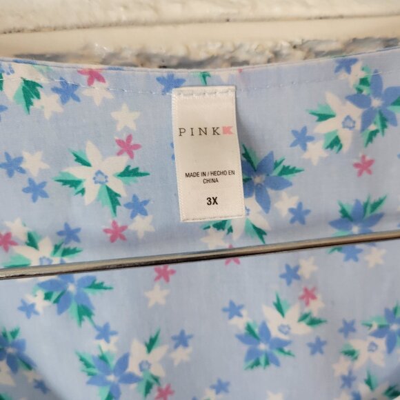 Pink by Kmart Robe 3X Plus Blue Floral Snap Front Embroidered FLO297E - Picture 11 of 13